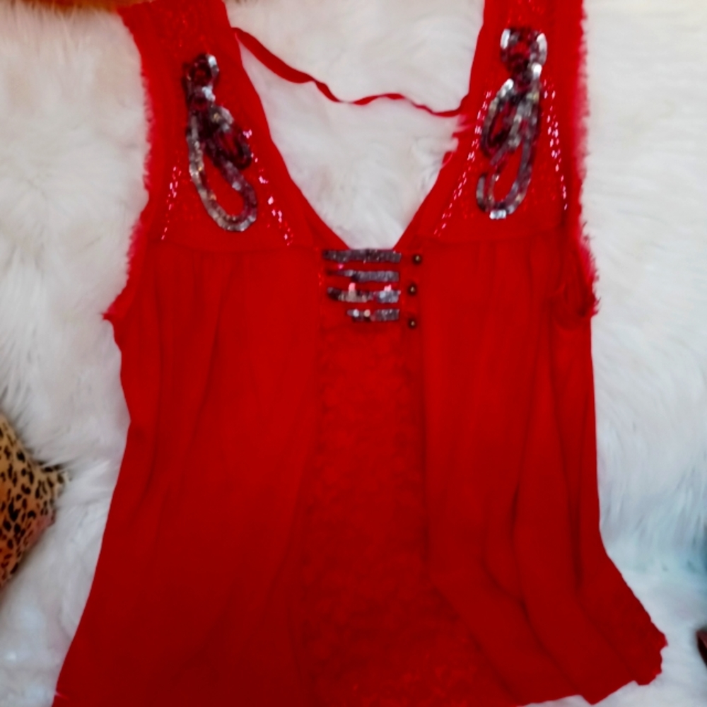 Free People L Tank Beaded